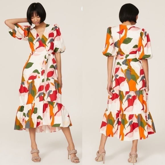 Anthropologie Dresses & Skirts - Anthropologie HUTCH wrap dress white floral dress size XS